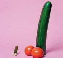 Large and small penis size using vegetables as examples